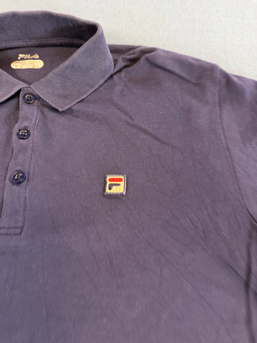 Blauw Fila poloshirt heren maat M (piqué shirt / polo met F-box logo)