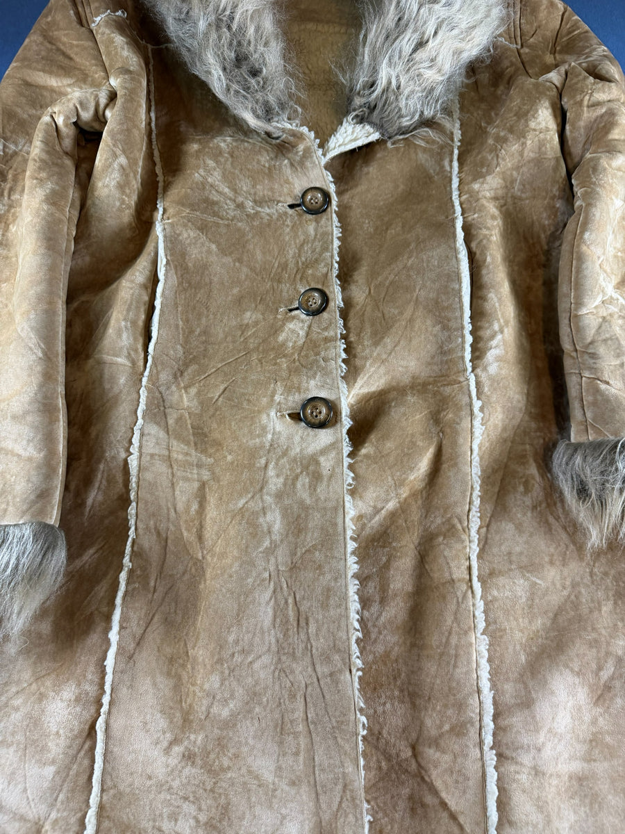 Vintage Dressing Afghaanse jas bruin dames maat L