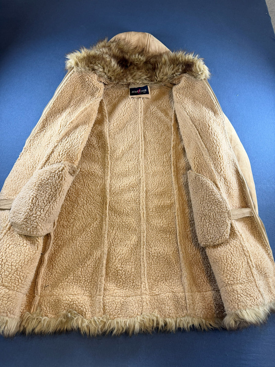 Vintage Dressing Afghaanse jas beige dames maat XXL katoen