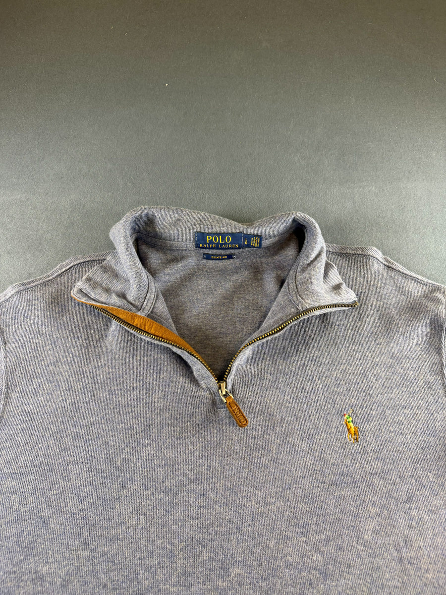 Polo Ralph Lauren trui blauw gemêleerd heren maat L katoen sweater pullover gebreid