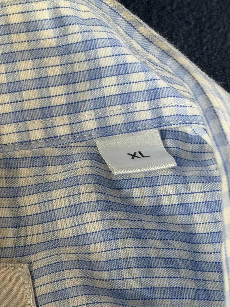 Yves Saint Laurent Blouse blauw geruit