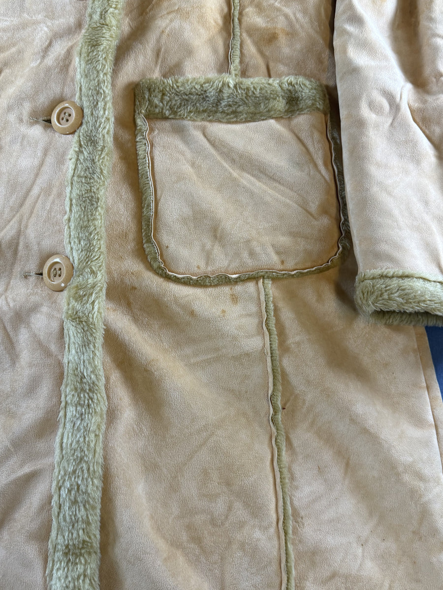 Beige lammy coat maat M (Afghaanse jas / shearling-jas), Vintage Dressing