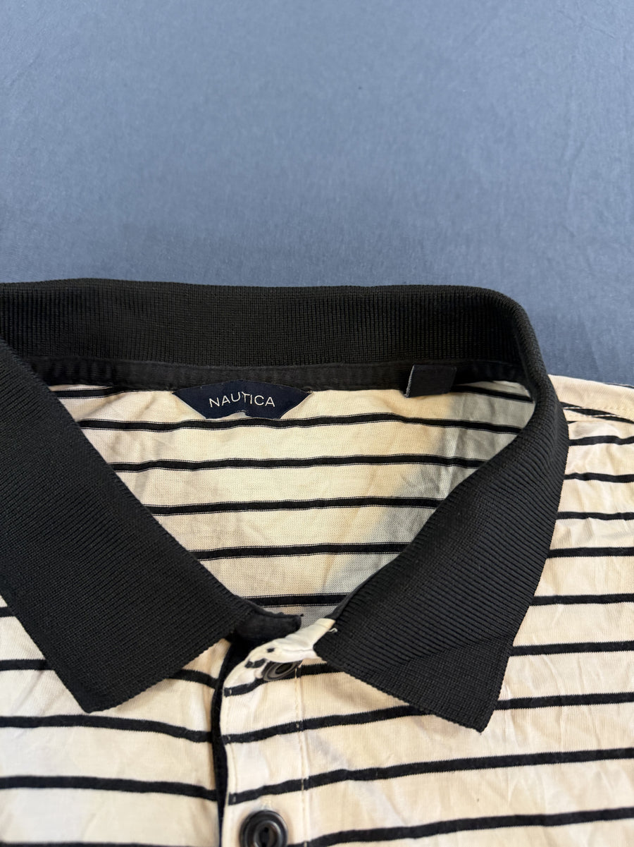 Wit-zwart gestreepte Nautica polo (sportshirt), maat XL