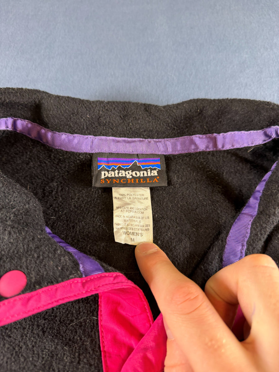 Patagonia Synchilla Snap-T trui zwart dames maat M sweater pullover