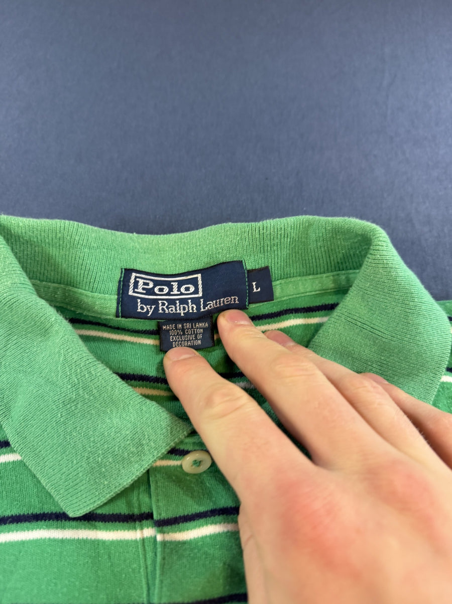 Groene polo (poloshirt) Polo Ralph Lauren piqué met streepje – maat L