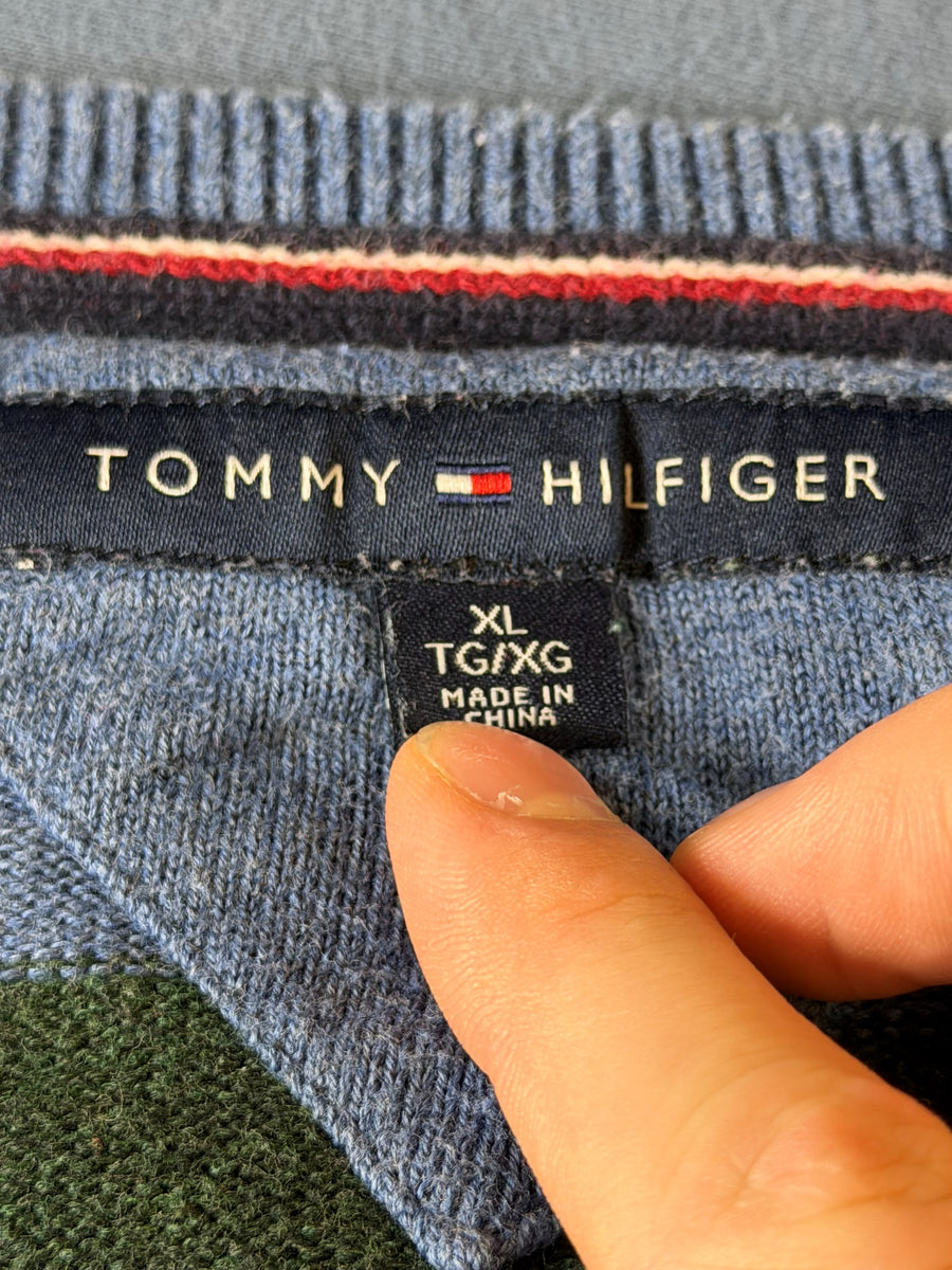 Tommy Hilfiger trui groen gestreept heren maat XL sweater pullover gebreid