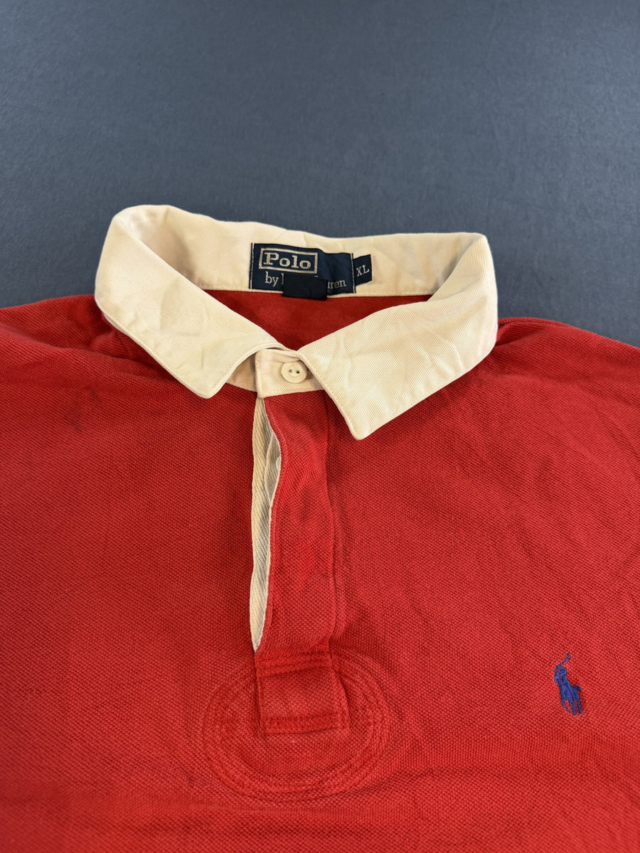 Rood rugbyshirt Polo Ralph Lauren (poloshirt / collegetrui), maat XL