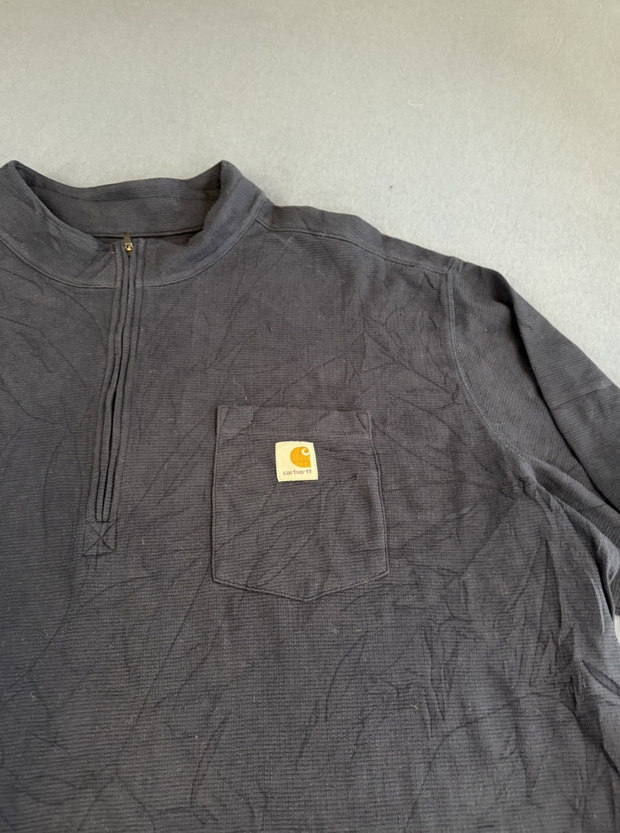 Blauw Carhartt knoopkraagshirt, maat 4XL (henley-trui / longsleeve)