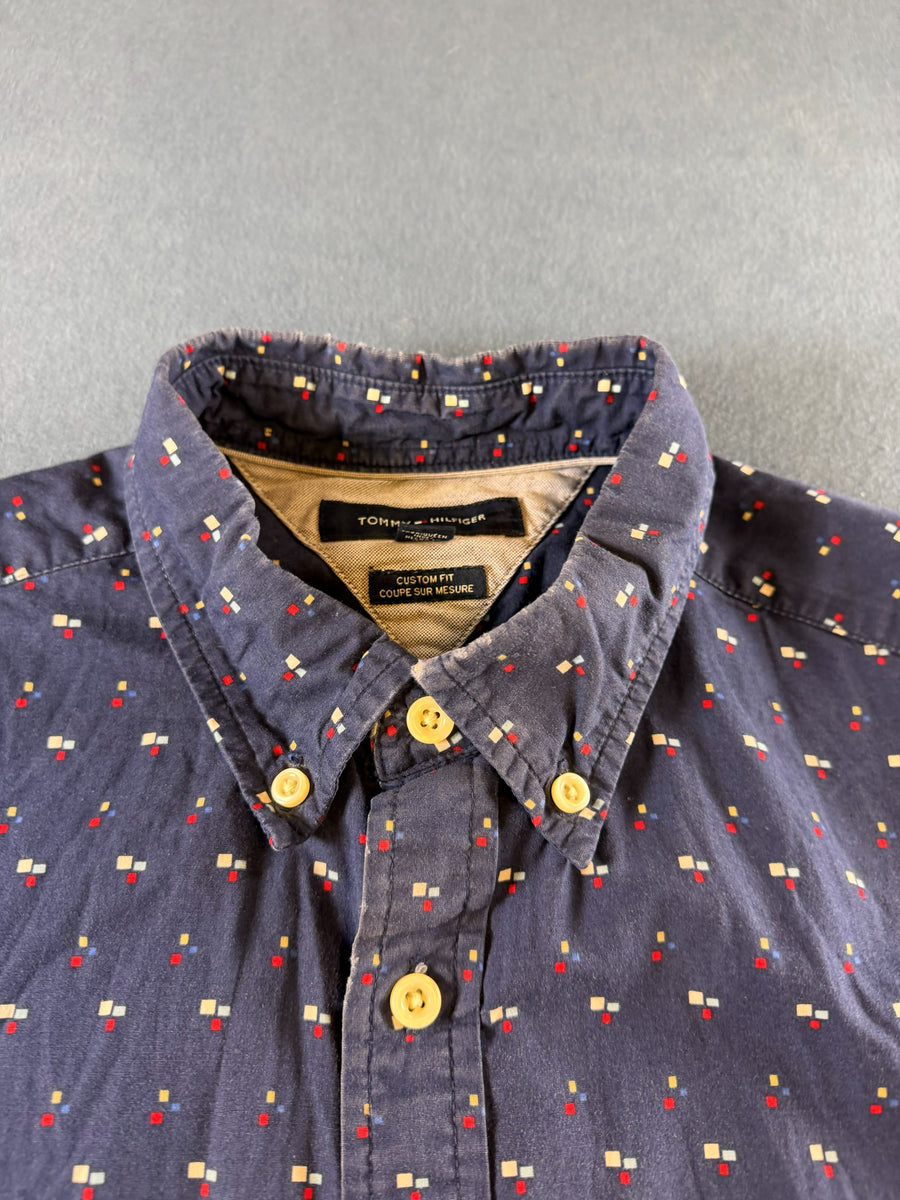 Tommy Hilfiger blouse blauw print heren maat M overhemd hawaii shirt patroon bloemenprint