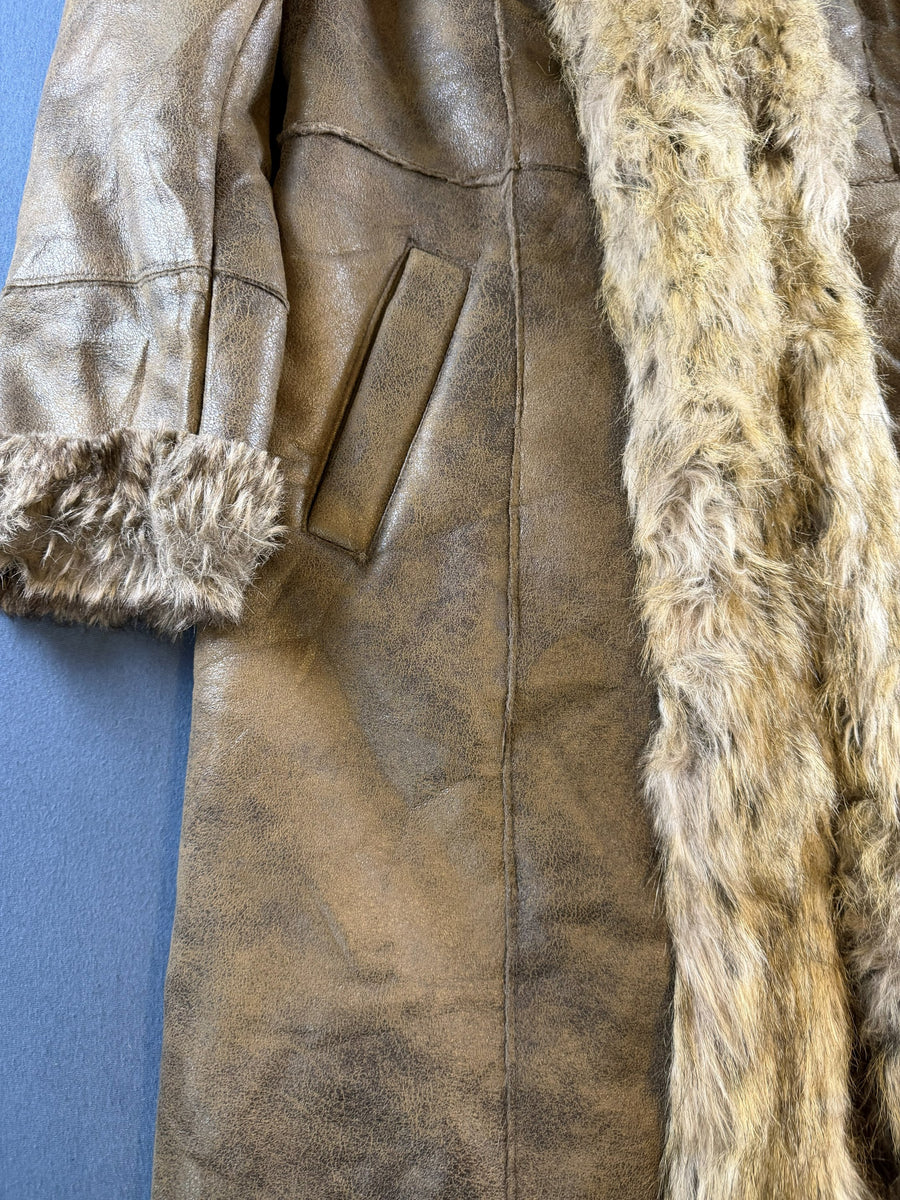 Vintage Dressing Afghaanse jas bruin dames maat L