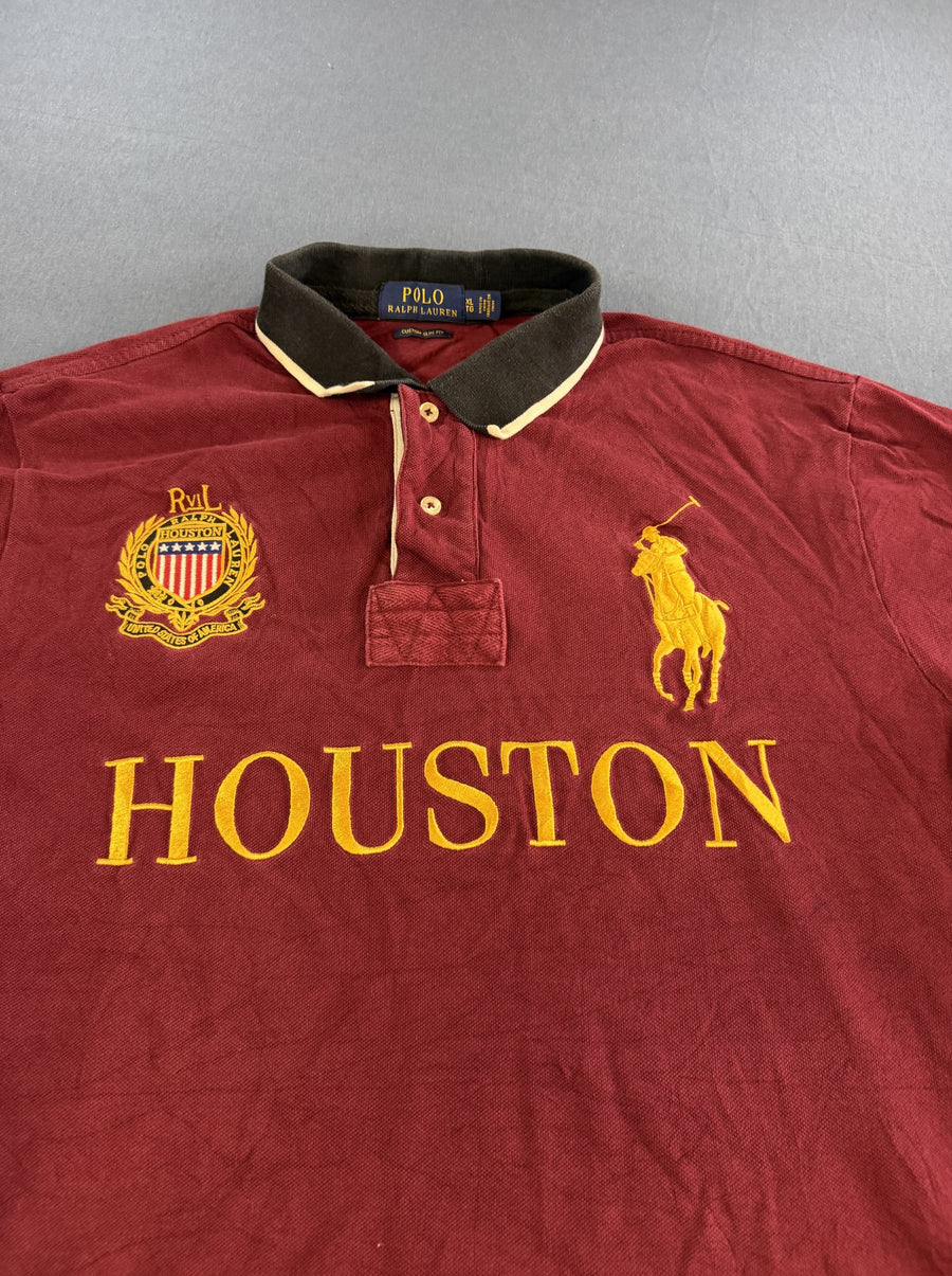 Rood Polo Ralph Lauren Houston chenille shirt (poloshirt / polo, maat XL)