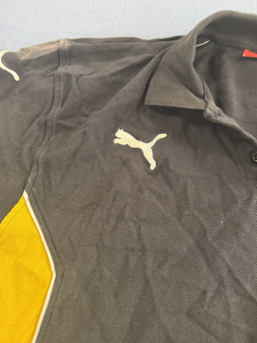 Zwart-gele rugbypolo (sportshirt D.R.F.C.), maat L