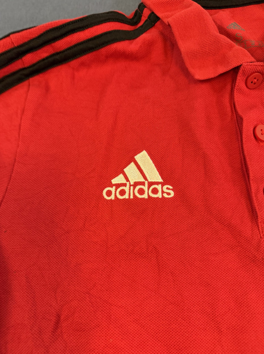 Rood adidas Manchester United shirt maat S (polo / voetbalshirt met Tezos-logo)