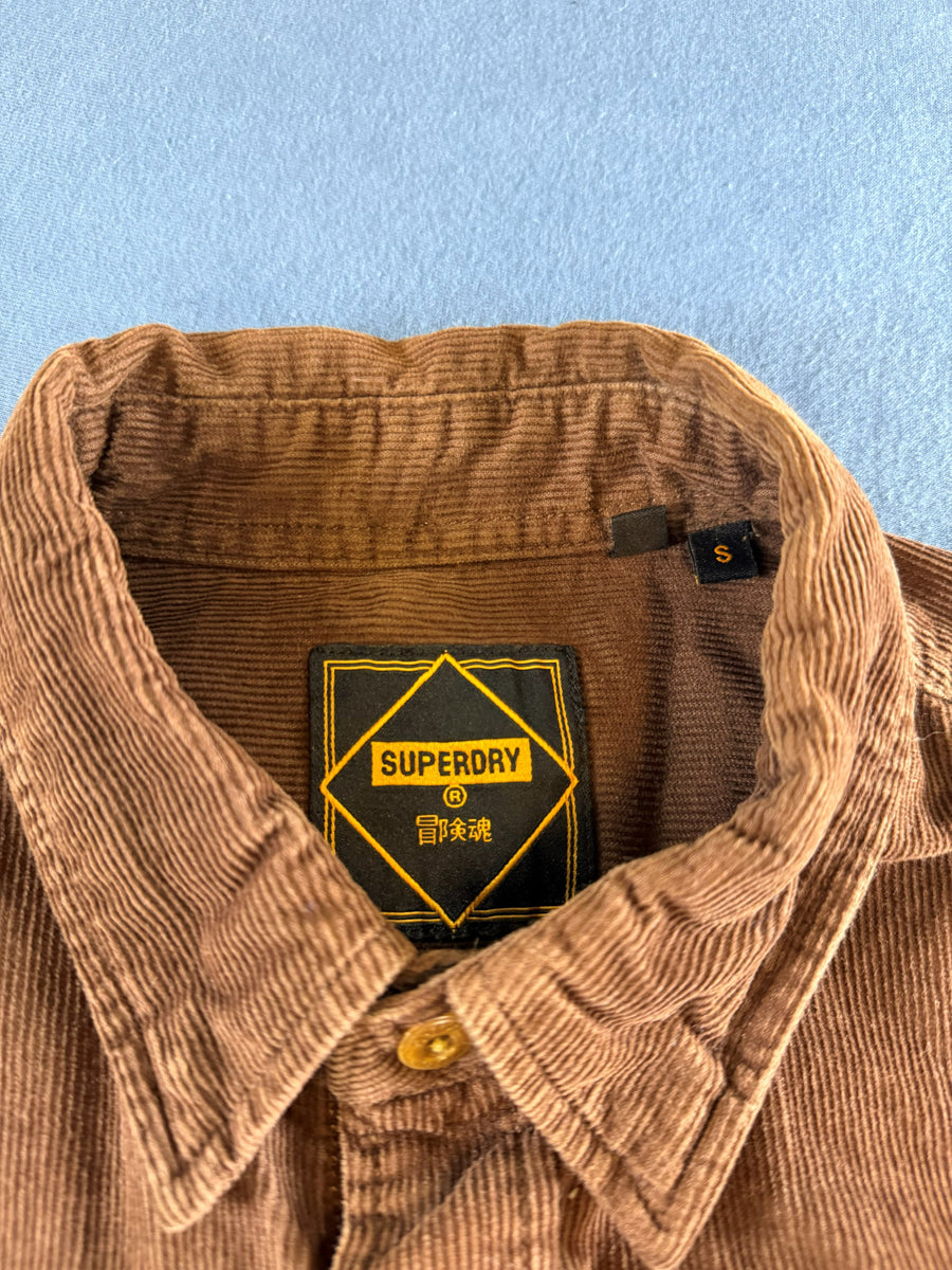 Superdry blouse bruin heren maat S overhemd shirt effen button up