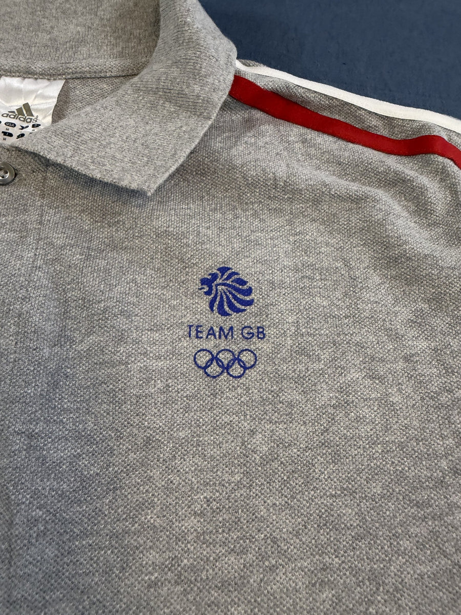 Grijze adidas Team GB polo (poloshirt / sportpolo), maat M