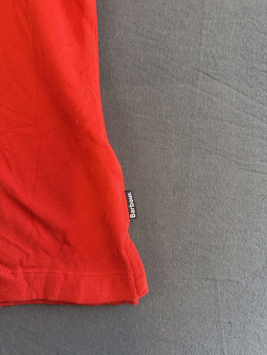 Rood Barbour poloshirt (sportpolo) met fazantlogo, maat S