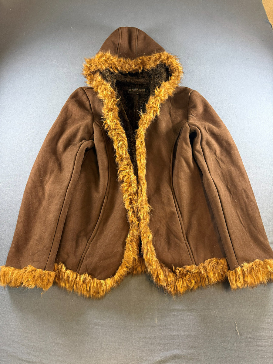 Vintage Dressing Afghaanse jas bruin dames maat L