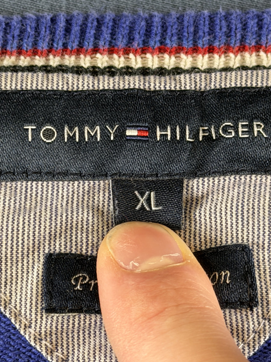 Blauwe Tommy Hilfiger heren trui maat XL (sweater / pullover), gebreid katoen