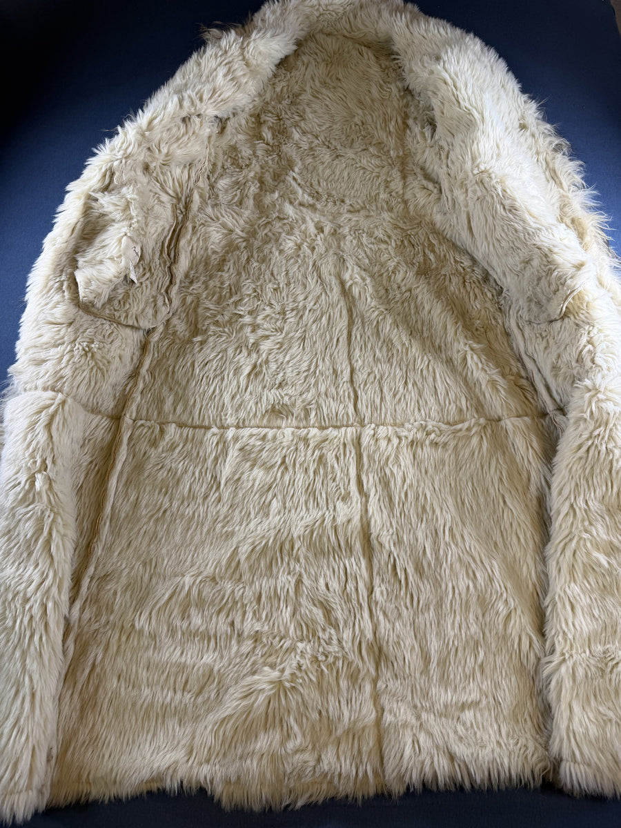 Beige leren damesjas van Vintage Dressing (lammy coat / Afghaanse jas), maat XL