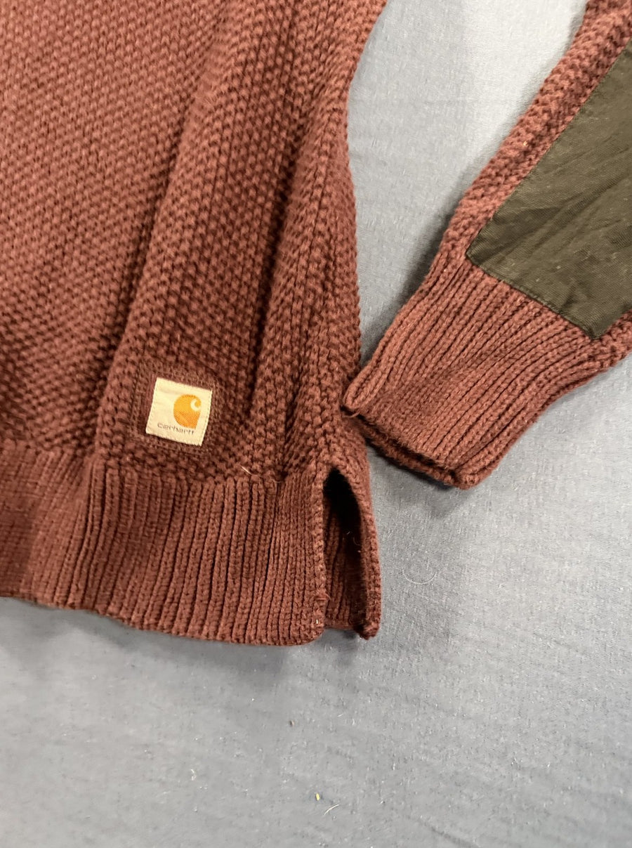 Rood Carhartt grofgebreide trui maat L (chunky knit pullover)