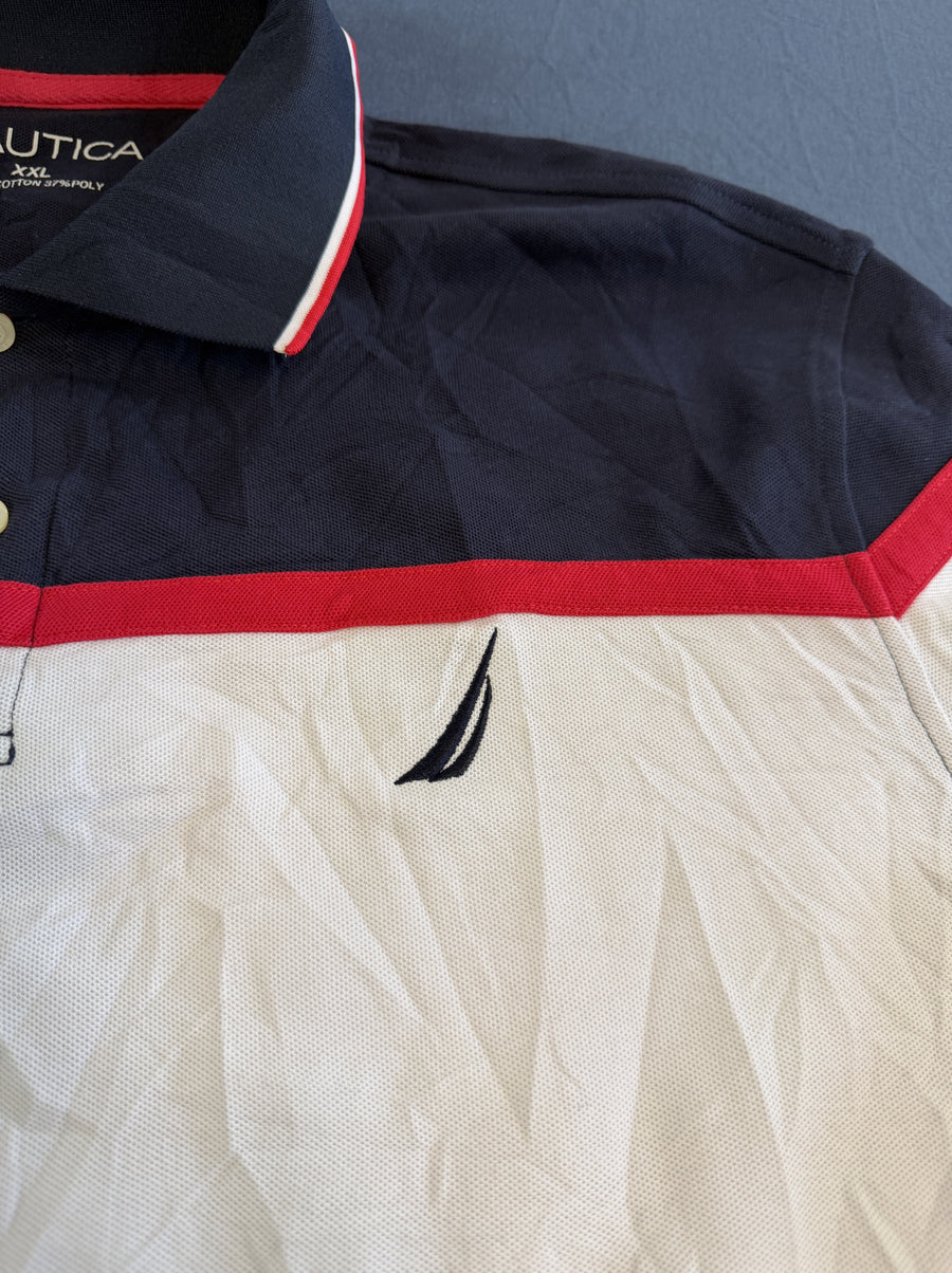Rood Nautica poloshirt (polo) met colourblock-paneel – maat XXL