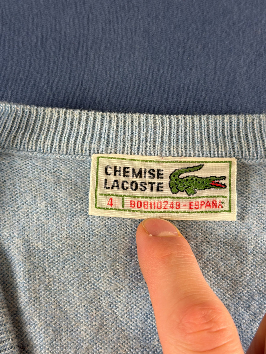 Lacoste vest grijs heren maat M cardigan knoopvest trui vintage