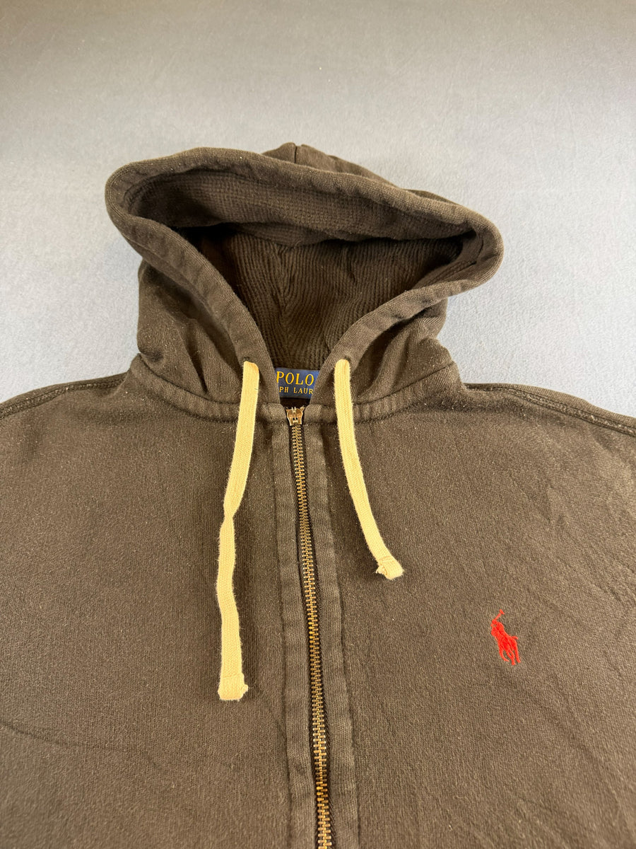 Polo Ralph Lauren hoodie met rits zwart heren maat M katoen sweatvest ritsvest vintage