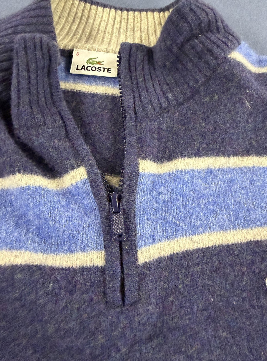 Blauwe Lacoste gebreide trui (halfzip / quarter-zip), maat XL