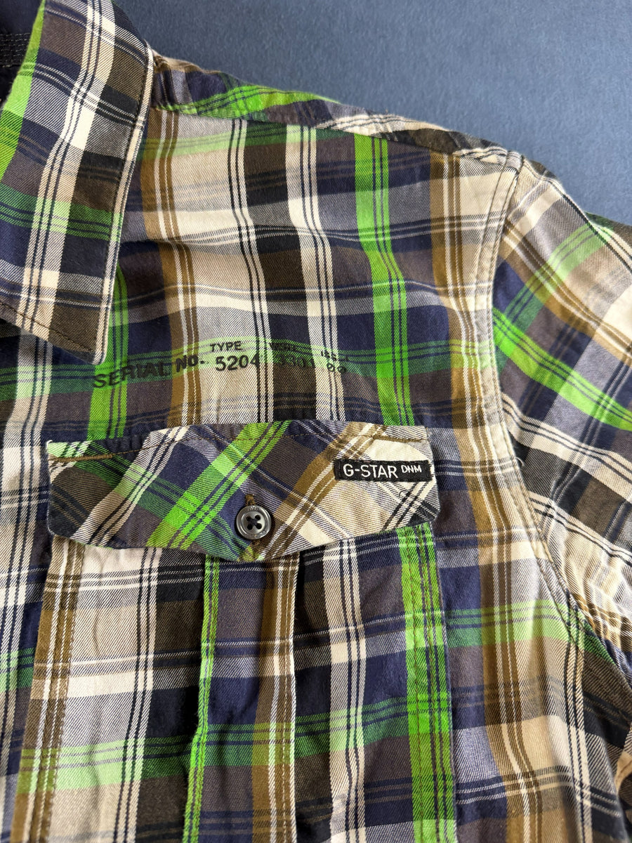 G-Star blouse meerkleurig geruit heren maat L overhemd flanel check shirt houthakkershemd geblokt