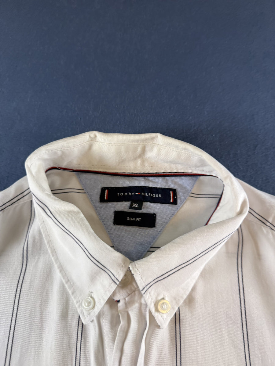 Tommy Hilfiger overhemd wit gestreept maat XL Slim Fit