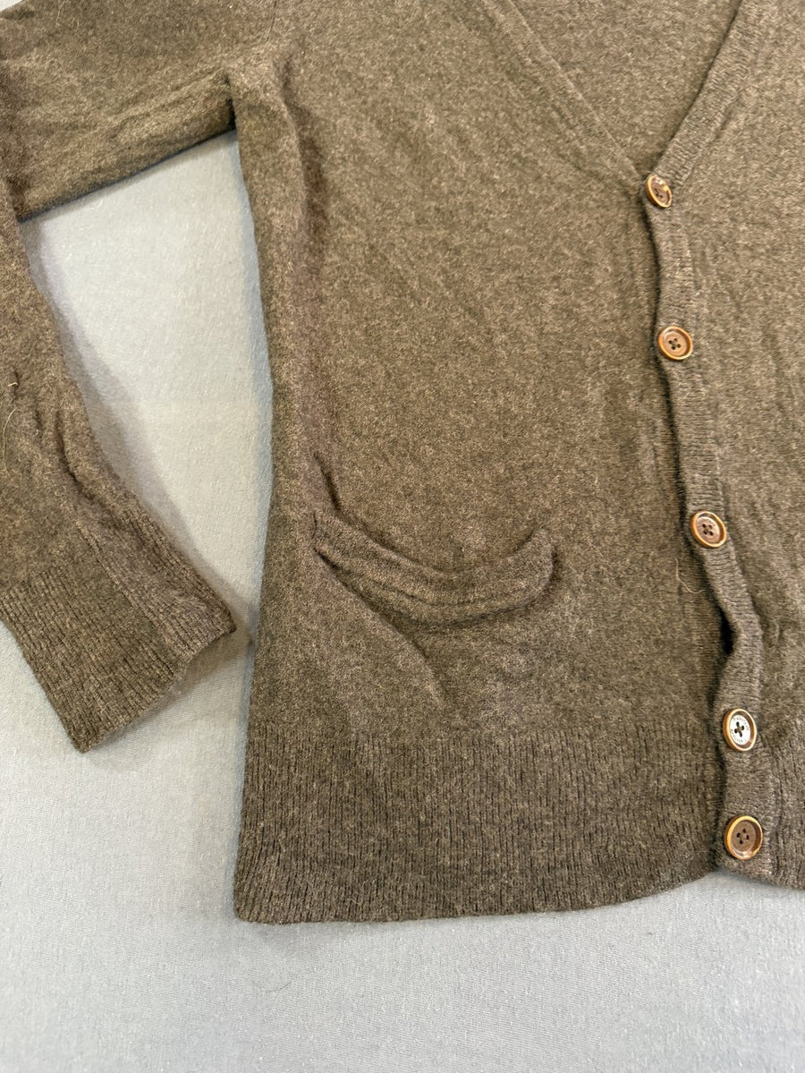 Grijs Timberland vest met suède elleboogstukken (cardigan / fleecevest), maat M