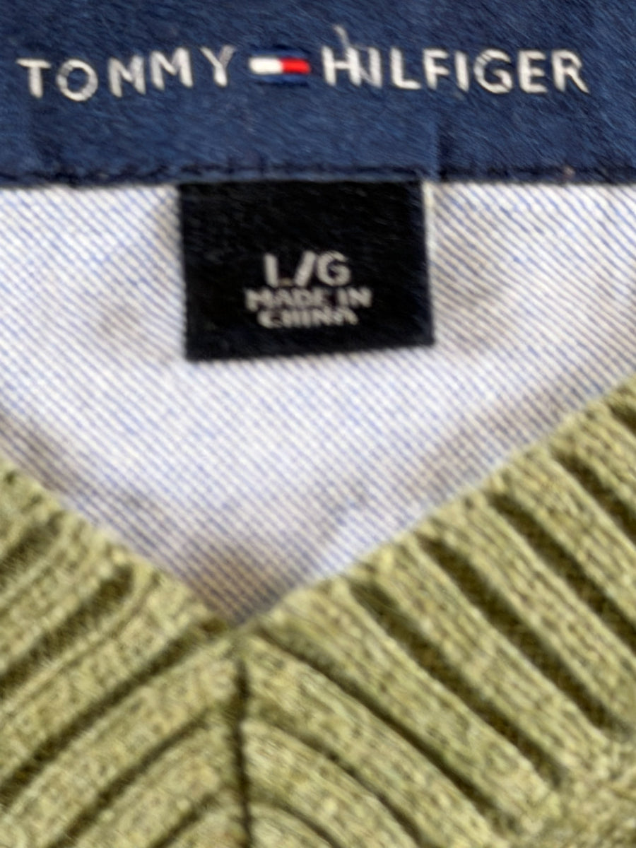 Tommy Hilfiger trui groen heren maat L v-hals v-neck sweater pullover