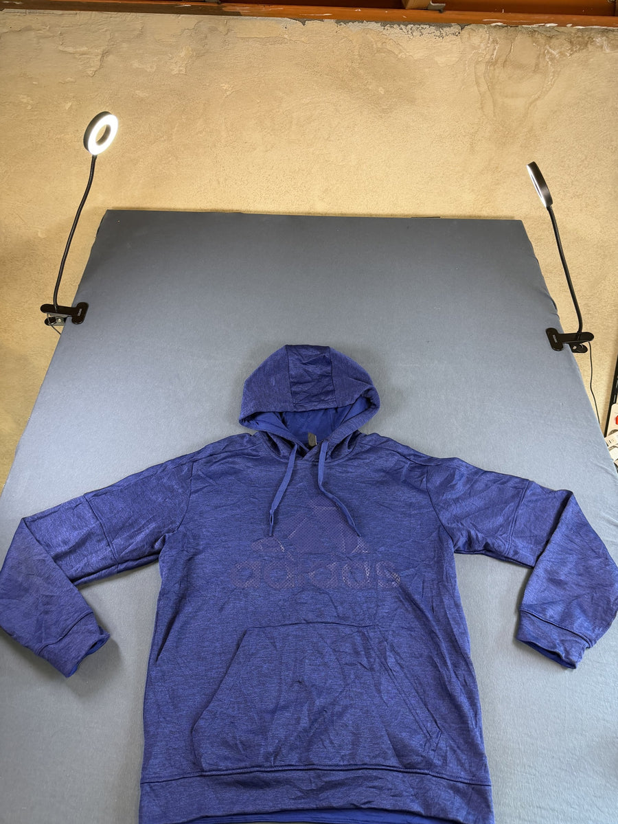 Blauwe adidas trui (sweatshirt/pullover) met logo - maat L