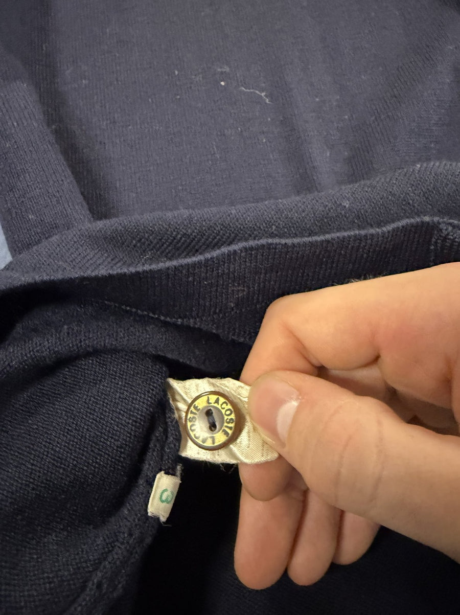 Blauwe Lacoste cardigan (piquévest/breivest), maat XXL