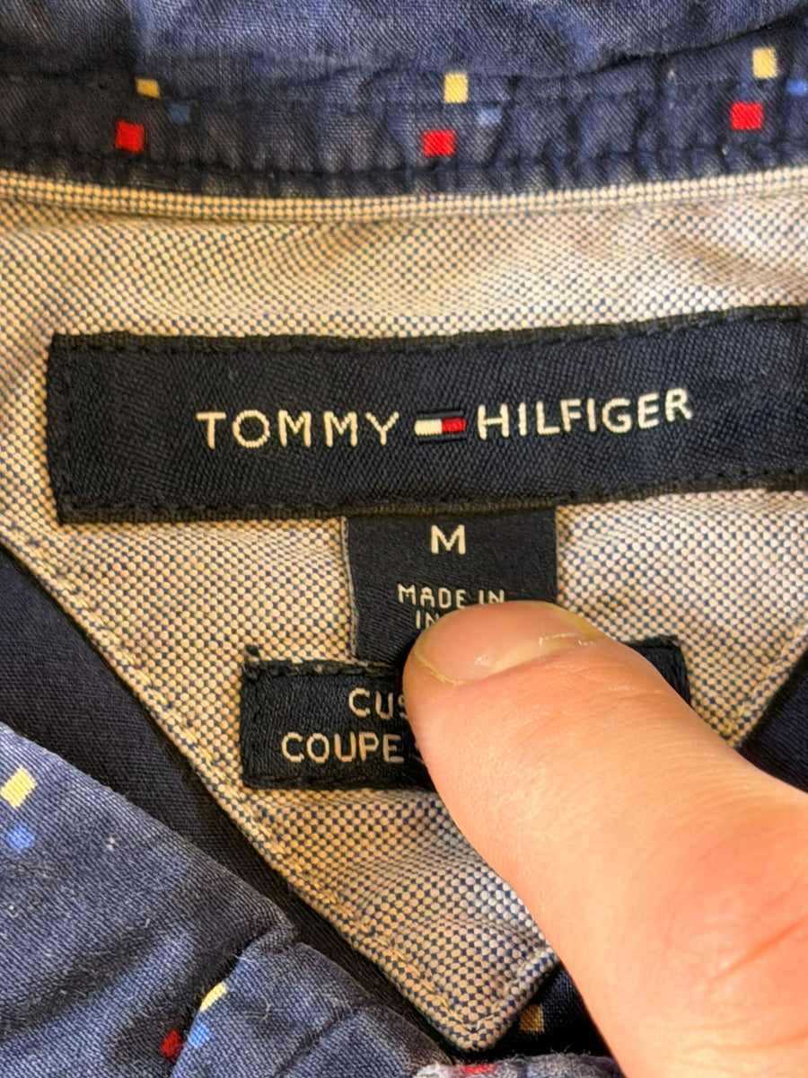 Tommy Hilfiger blouse blauw print heren maat M overhemd hawaii shirt patroon bloemenprint