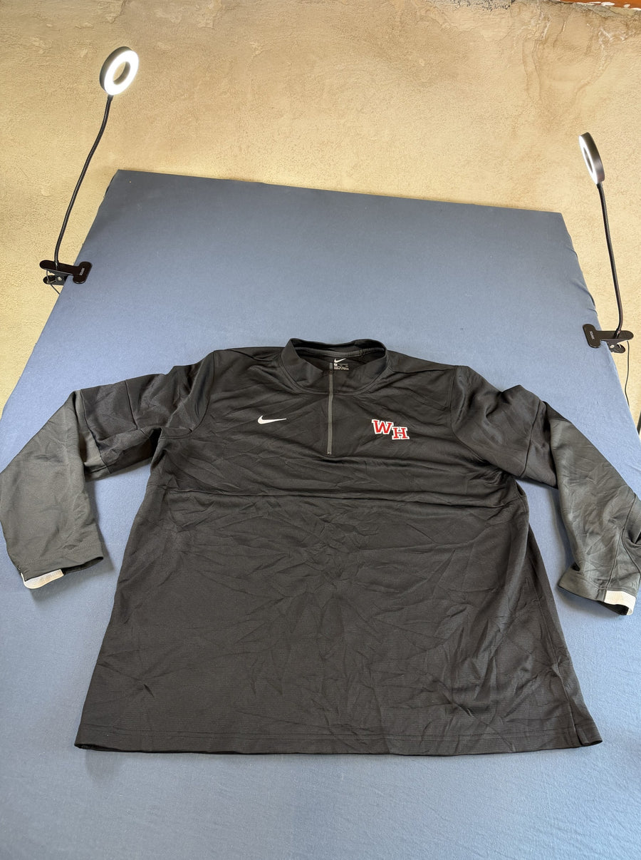 Zwart Nike herenvest maat XXL met kwartrits en logo op de borst (fleecetrui / sweatvest)