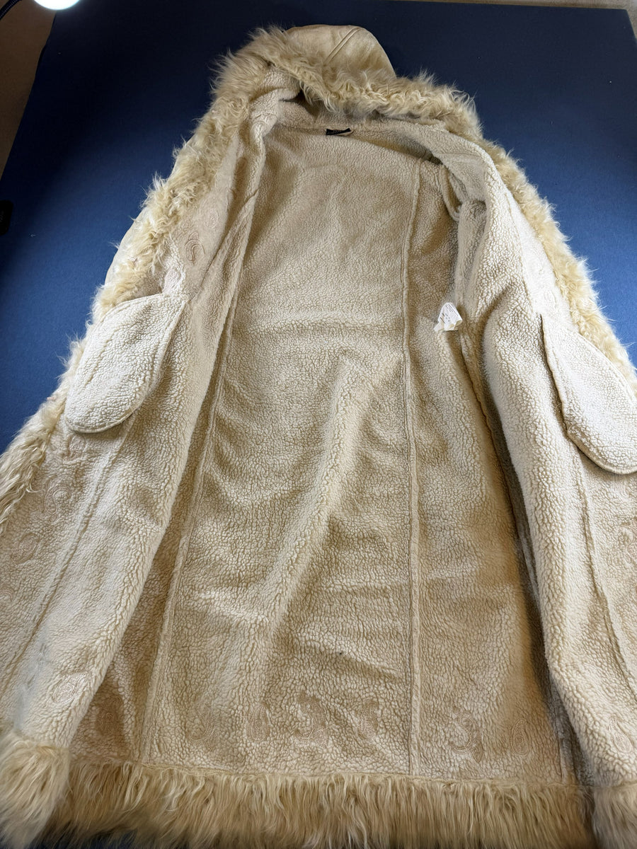 Vintage Dressing Afghaanse jas beige print dames maat L