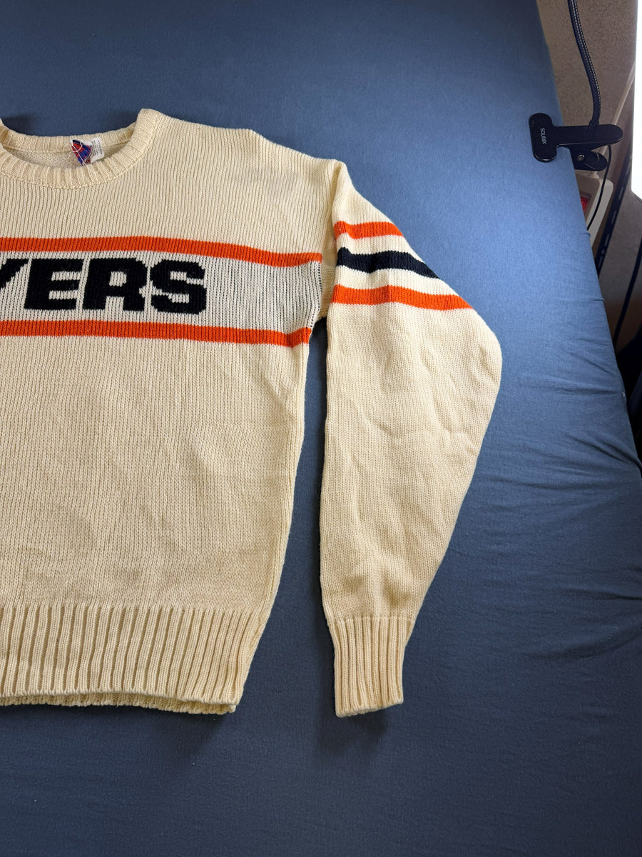 Cliff Engle Ltd trui beige print heren maat S wol sweater pullover gebreid