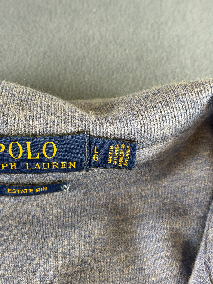 Polo Ralph Lauren trui blauw gemêleerd heren maat L katoen sweater pullover gebreid