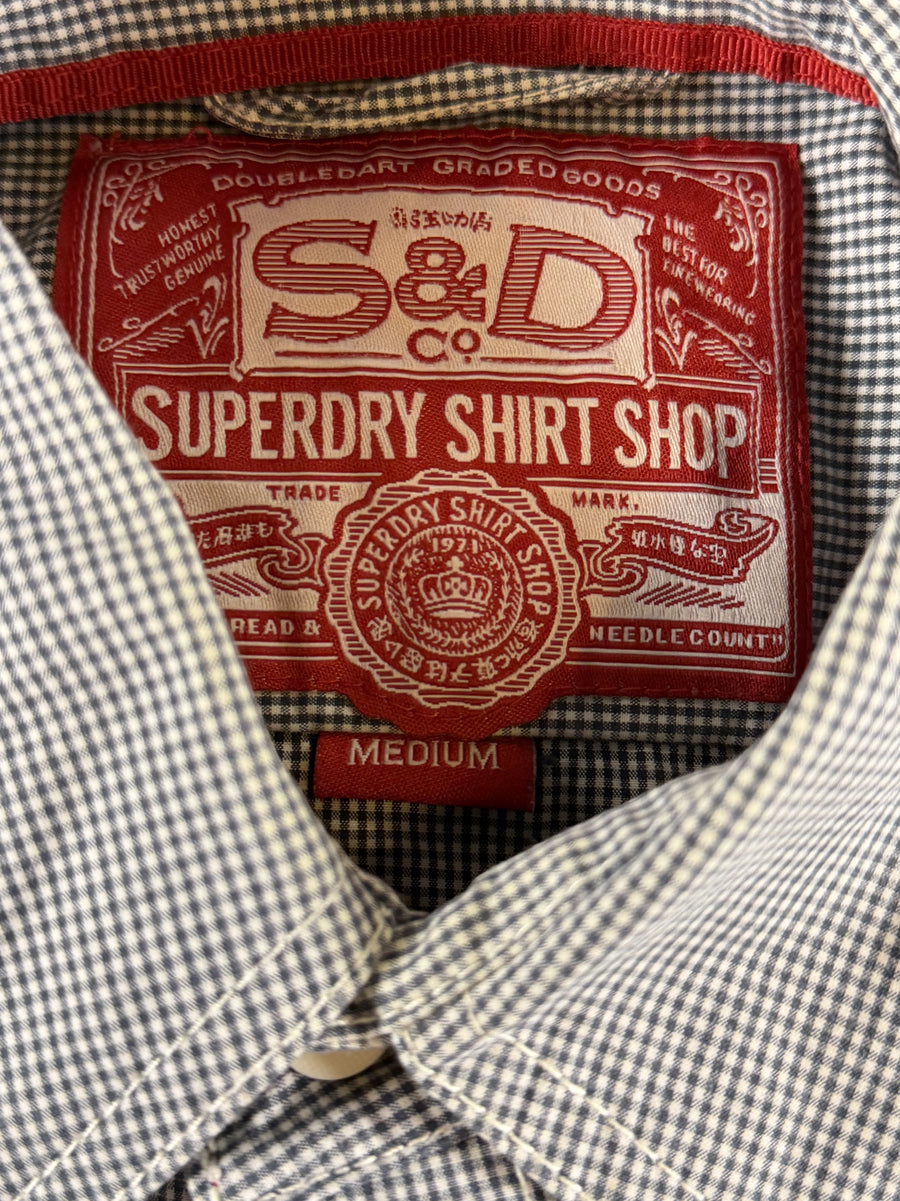 Blauw geruit Superdry herenoverhemd maat M (flanelblouse / houthakkershemd)