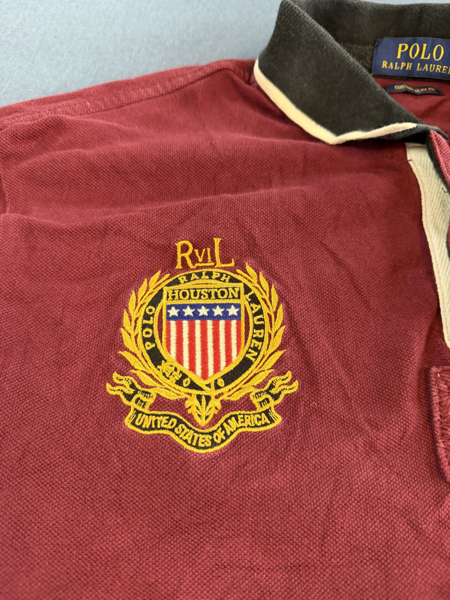 Rood Polo Ralph Lauren Houston chenille shirt (poloshirt / polo, maat XL)