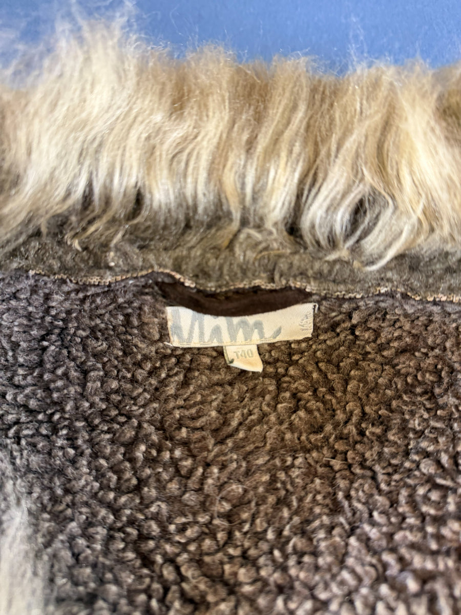 Vintage Dressing Afghaanse jas bruin print dames maat M