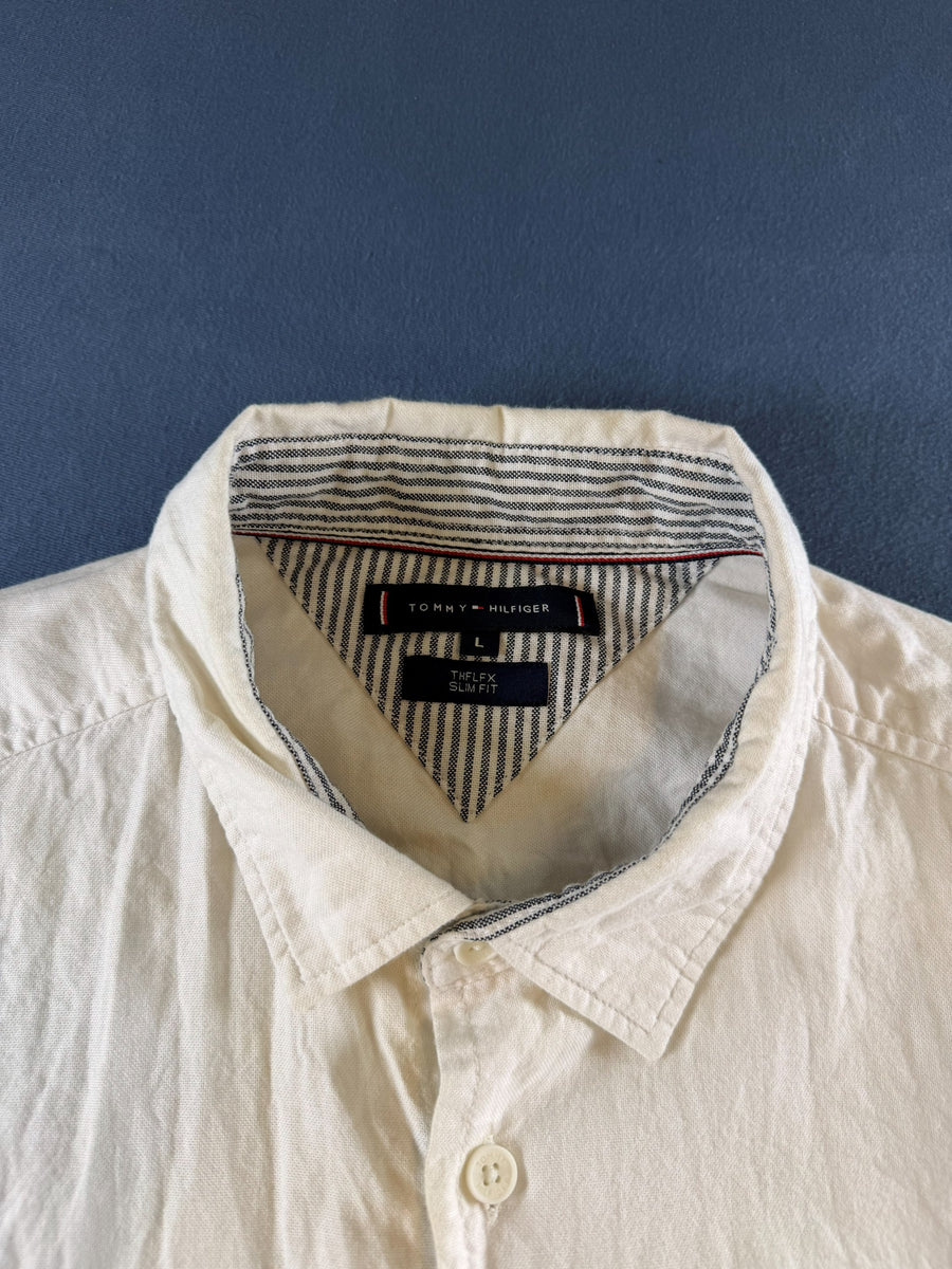 Tommy Hilfiger blouse wit print heren maat L overhemd hawaii shirt patroon bloemenprint