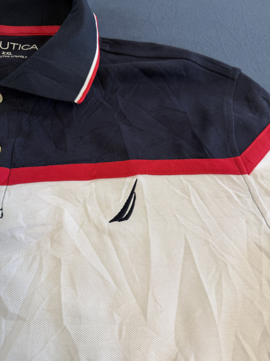 Rood Nautica poloshirt (polo) met colourblock-paneel – maat XXL