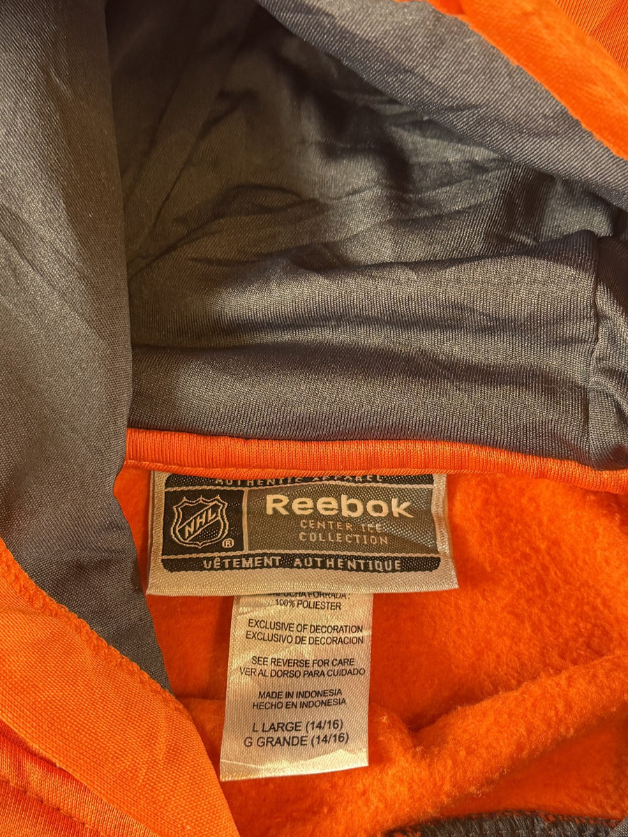 Oranje Reebok hoodie kids maat L (14/16) (capuchontrui / sweatervest)