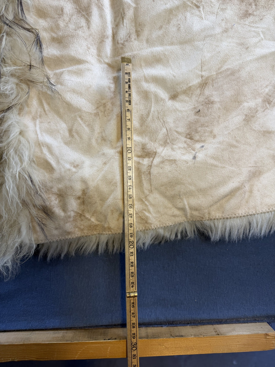 Beige leren damesjas van Vintage Dressing (lammy coat / Afghaanse jas), maat XL