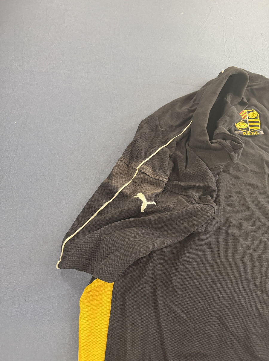 Zwart-gele rugbypolo (sportshirt D.R.F.C.), maat L