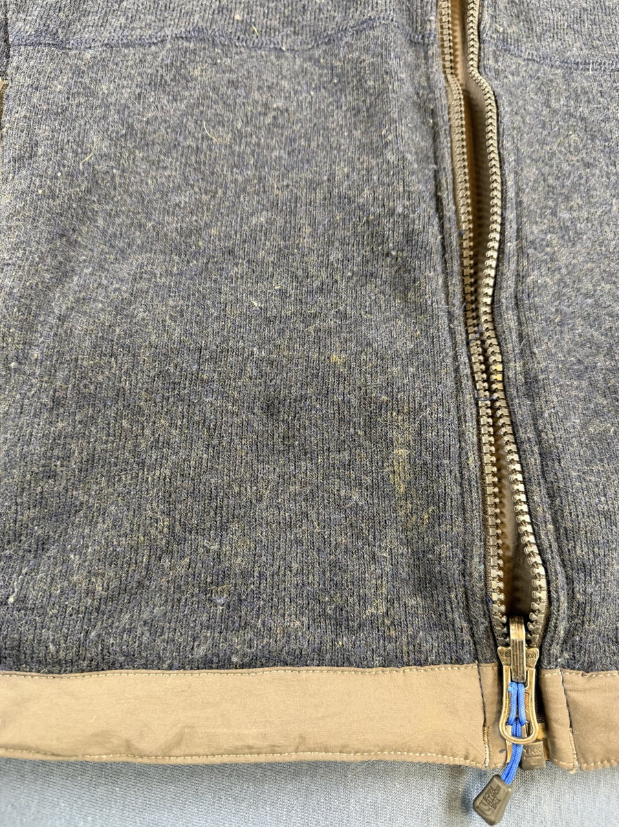 Blauw gemêleerd herenvest van The North Face (wolgebreide fleecetrui/fleecevest) maat M