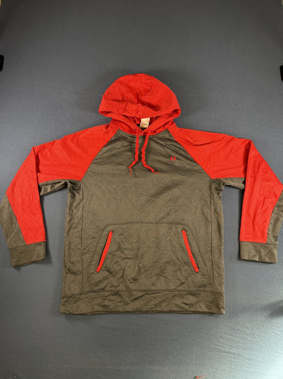 Grijs-rood colorblockvest (fleecevest / sweatvest) Russell Athletic heren M