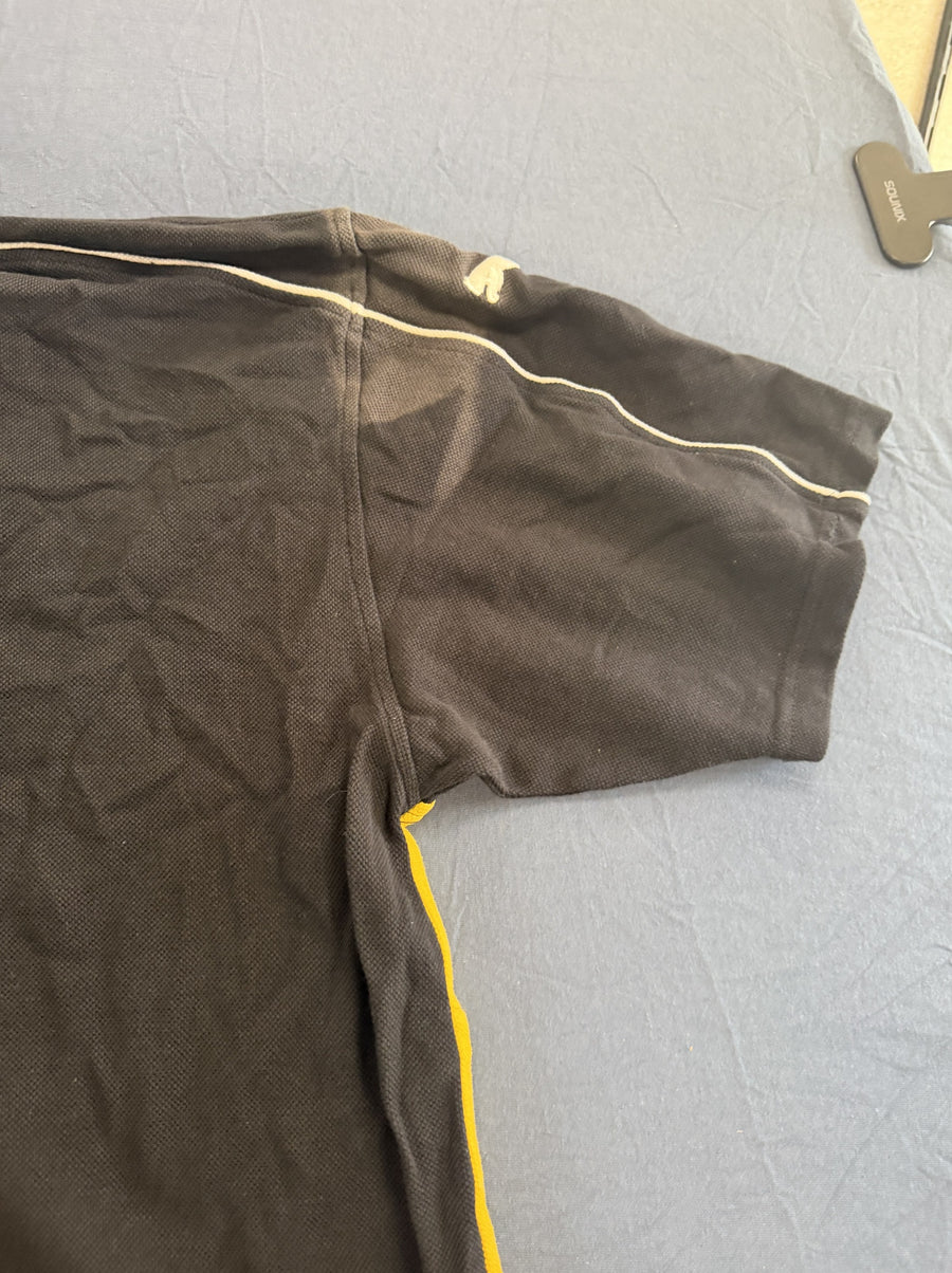 Zwart-gele rugbypolo (sportshirt D.R.F.C.), maat L